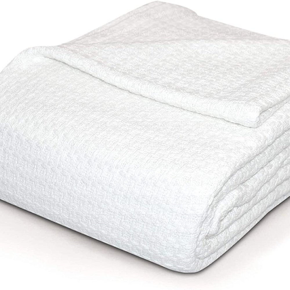 Combed Cotton Thermal Blankets Soft -WHITE